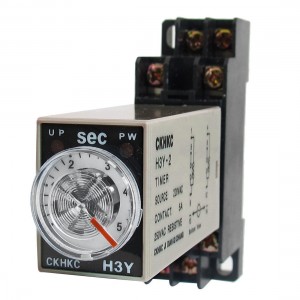 AC 220V H3Y-2 0-5 Seconds 5S DPDT 8 Pins Power on Time Delay Relay w Socket