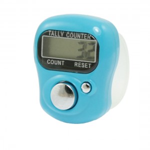 Clear Soft Band Sky Blue Plastic Case LCD Display Electronic Finger Counter Tool