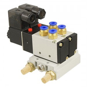 4V210 08 AC 110V 2 Position 5 Way 2 Solenoid Valve Connected Base Muffler