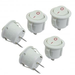 5 Pcs 2 Pin SPST On/Off Round Rocker Switch AC 6A/250V 10A/125V Gray