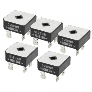 5 Pcs BR3510 1KV 35Amp Single Phase Bridge Rectifier Half-Wave Silver Tone Black