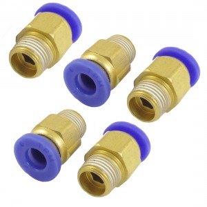6mm Hole 1/8" PT Male Thread Straight Push in Tube Pneumatic Quick Fitting 5 Pcs