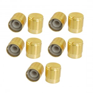 10 Pcs Gold Tone 6mm Knurled Shaft Insert Dia. Potentiometer Control Knobs