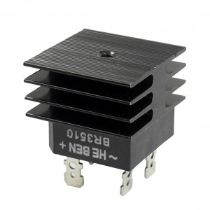 BR3510 35A 1KV Single Phase Bridge Rectifier Half-Wave Black w Heatsink
