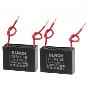 2 Pcs CBB61 Model 4uF AC 500V Rectangle Non Polar Motor Run Capacitor
