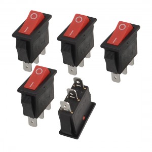 5 Pcs Red Indicator Light 3 Pin SPST ON OFF Rocker Boat Switch
