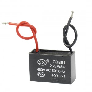 CBB61 2.2uF AC 450V 2-Wire Rectangle Non Polar Motor Capacitor