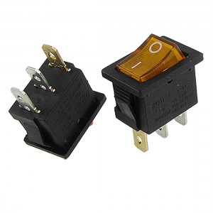 5pcs Yellow Neon Light ON-OFF I/O SPST Rocker Switch 3 Pin 6A/250V 10A/125V AC