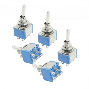 AC 250V 3A 125V 5A 2 Position Blue ON-ON SPDT Toggle Switch 5 Pcs