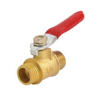 Double Head 1/4" PT Male Threaded Metal Lever Handle Brass Ball Valve