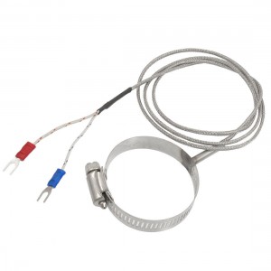 0-400C 1 Meter Braided Cable Thermocouple Sensor w 2.2" Clamp Hoop