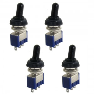 4 Pcs 125V 6A ON/ON 2 Position 3 Pin SPDT Toggle Switch + Waterproof Cover Cap