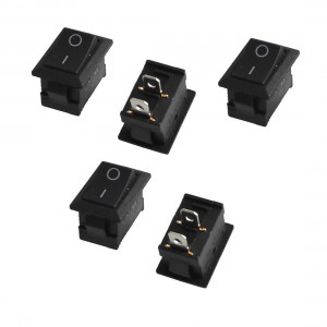 5 Pcs AC 250V/6A 125V/10A Black Plastic 2 Pins ON OFF SPST Rocker Switches
