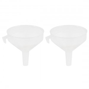 2 pcs 3.5" Diameter Laboratory Measurer Clear White Plastic Filter Funnel