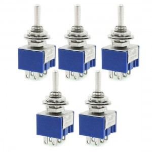 5 Pcs ON-ON 3-Terminals Double Pole Dual Throw Toggle Switch 6A 125VAC