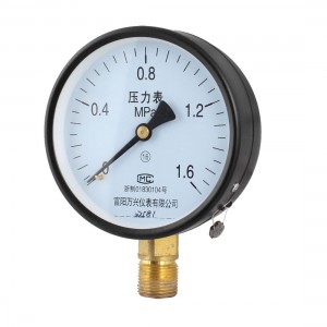 1.6Mpa Pressure Intensity PT 1/2 Threaded Connector Round Dial Water Gauge