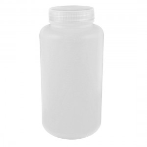 Laboratory Double Cap Leakproof Plastic Widemouth Bottle Clear White 1000mL