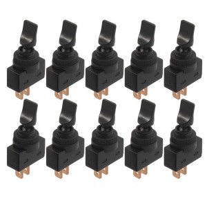 10 Pcs 12VDC 20A 2 Pin ON/OFF 12mm Mounting Thread Dia. Black Toggle Switch