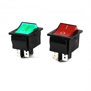 AC 10A 250V/20A 125V Red Green Neon Light 4 Pin DPST ON/OFF Rocker Switch 2 Pcs
