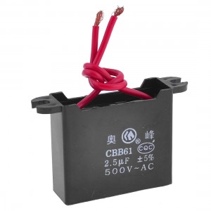Polypropylene Film AC Motor Run Capacitor 2.5uF 500V CBB61 Model