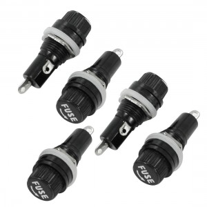 5 Pieces Panel Mounting 5 x 20mm Fuse Holder w Locking Nut Black