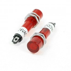 2 Pcs AC DC 24V 7mm Red Bulb Power Signal Indicator Pilot Light Lamp