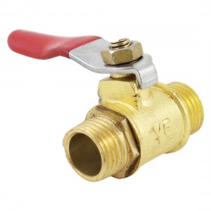 Red Lever Handle 13mm Male to Male Thread Brass Gas Ball Valve