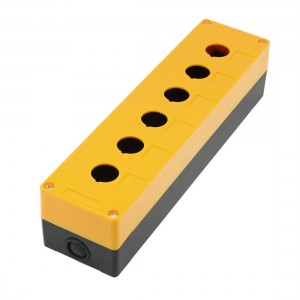 Yellow Black Plastic 22mm Hole 6 Push Button Switch Control Station Box