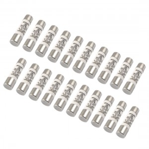 6A 500V 13x50mm Cylinder Contact Cap Ceramic Fuse 20 Pcs