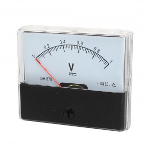 DC 0-1V Rectangle Analog Voltmeter Panel Meter Gauge DH-670 Black