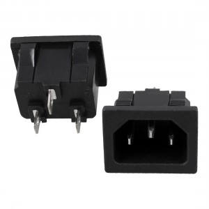 2 Pcs Black 3 Pin IEC320 C14 Plug Power Socket Connector AC 250V 15A