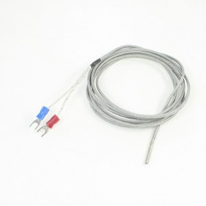 K Type Nylon Braided 800C Thermocouple Temperature Sensor 2 Meter