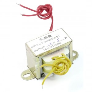 220V 50Hz Single Phase EI Core Power Transformer 12V 10W Output with Cable