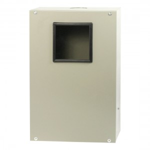 Gray Metal 3 Phase Clear Window Electricity Meter Box 38 x 25 x 14cm