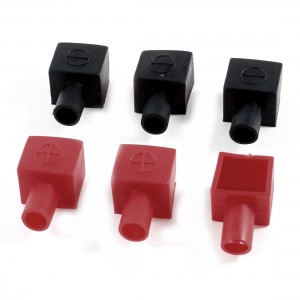 Car Battery Terminal Cover Soft Plastic Insulation Boot Sleeve Black Red 3 Pairs