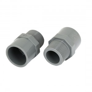 2pcs 3/4" PT Male Thread PVC Straight Pipe Tube Adapter Connectors Gray