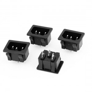 250VAC 10A 250V 15A 3 Pins C14 Plug Panel Mount Power Inlet Socket Black 4 Pcs