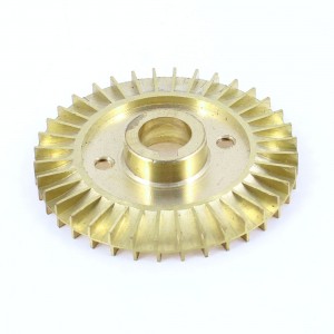 Water Pump Part Dual Two Side 60mm Dia. Gold Tone Brass Impeller