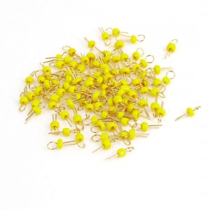 100 Pcs Yellow Ceramic Bead Gold Plated Copper PCB Test Pin Terminals