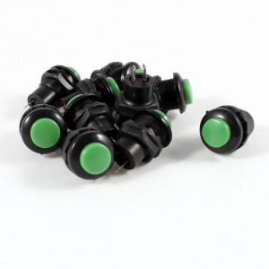10 Pcs Thread Green Cap SPST Momentary Type Push Button Switch OFF-ON