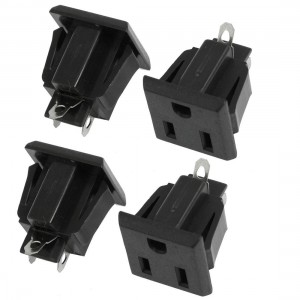 10 Pcs US 3 Pins Power Socket Plug Black AC 125V 15A
