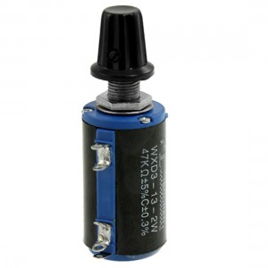 5% Tolerance 10K Ohm 2W 5 Pins Rotary Wirewound Potentiometer w Knob