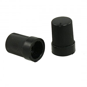 5 x Black Plastic Ribbed Grip 9mm Top Dia Potentiometer Rotary Knobs