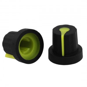 10x Rubber Coated Plastic Knurled Grip Potentiometer Knobs Black Yellow