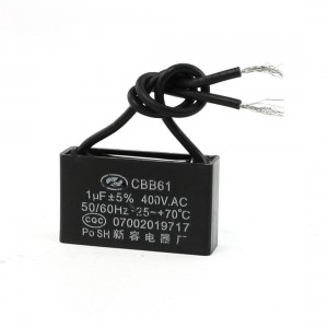 Cuboid Polypropylene Film Ceiling Fan CBB61 Motor Capacitor AC 400V 1uF
