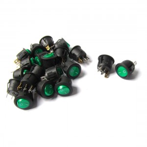20pcs SPST 3 Terminals ON/OFF Green Light Boat Rocker Switch 250V/6A 125V/10A AC