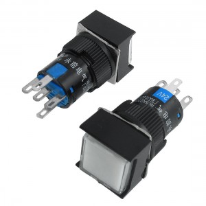 2 x 5P Momentary 1NO 1NC White Neon Light Square Push Button Switch 24V