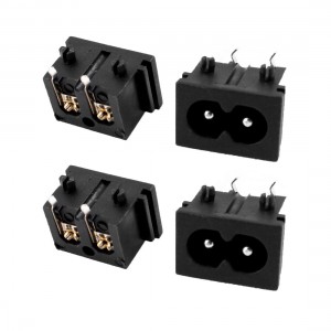 4pcs AC 250V 2.5A Panel Mount IEC320 C8 Power Inlet Socket Soldering 2 Terminal