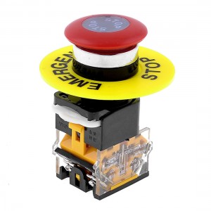 Emergency Stop Non Lock 1NO 1NC Red Mushroom Push Button Switch AC660V DPST
