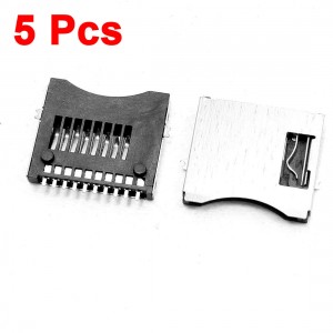 5 Pcs SMT Surface Mount Pull-Out Type Micro SD Card Sockets 12 x 13.5 x 1.8mm